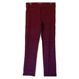 Erica Taylor Burgundy Patterned Stretch Pants, Lg